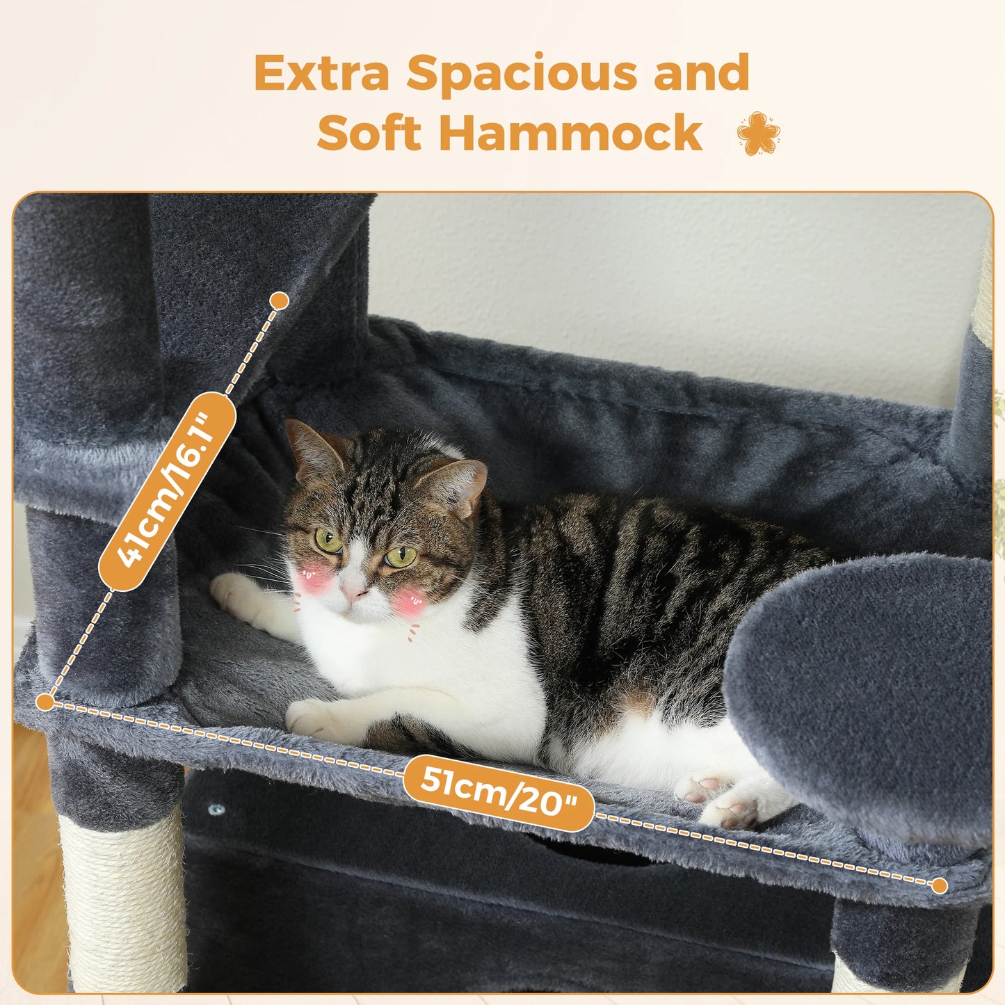 184cm Multi-Level Cat Tree Tower – Hammock, Padded Perches & Sisal Scratching Posts