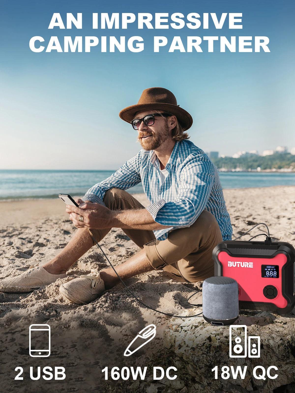 5-in-1 Portable Car Jump Starter & Power Bank – 26800mAh with Air Compressor & Digital Tire Inflator