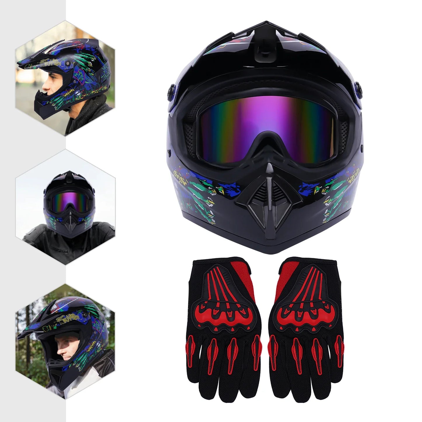 Unisex Off-Road Motorcycle Helmet – Impact Resistant, All-Season Use