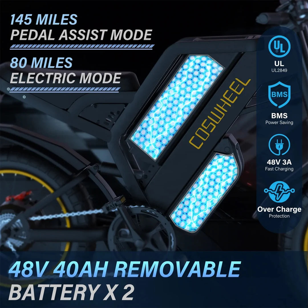 2000W Off-Road Electric Bike for Adults – 60V Fat Tire Mountain eBike with 20-Inch Wheels