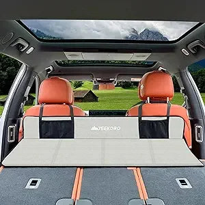 Inflatable Car Air Mattress with Pillow – Ultralight SUV Camping Bed with Built-In Foot Pump