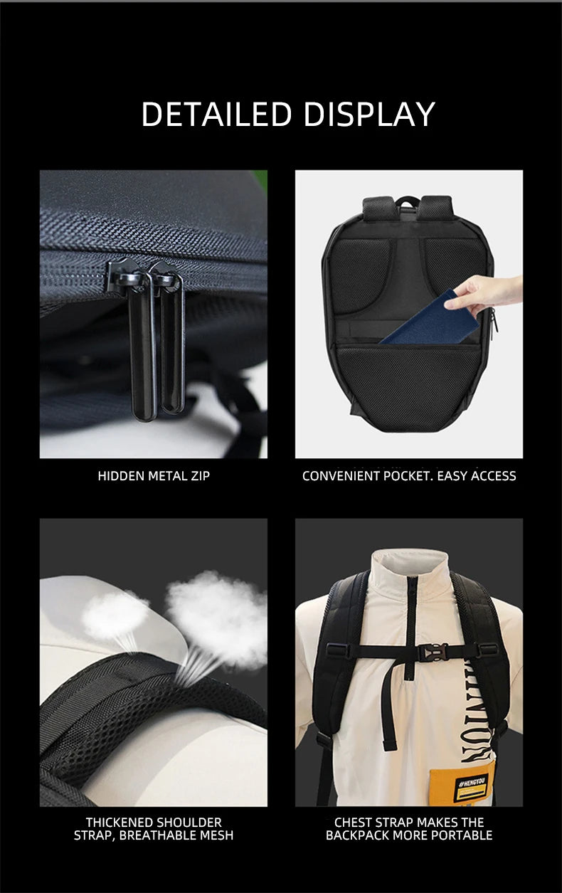 LED Display Motorcycle Backpack – Hard Shell, Large Capacity, App-Controlled Light Screen