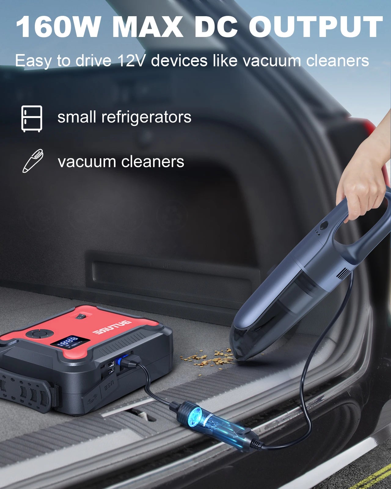 5-in-1 Portable Car Jump Starter & Power Bank – 26800mAh with Air Compressor & Digital Tire Inflator