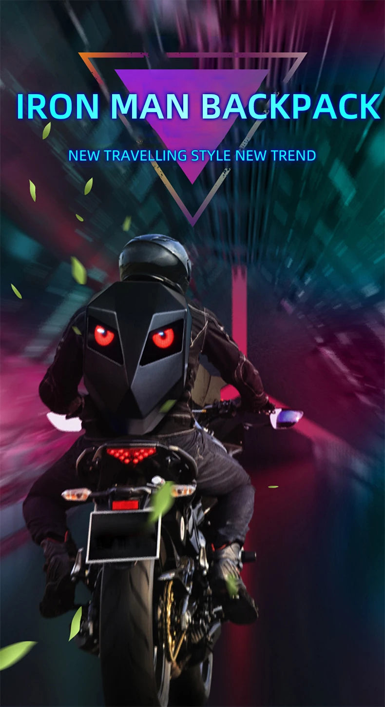 LED Display Motorcycle Backpack – Hard Shell, Large Capacity, App-Controlled Light Screen