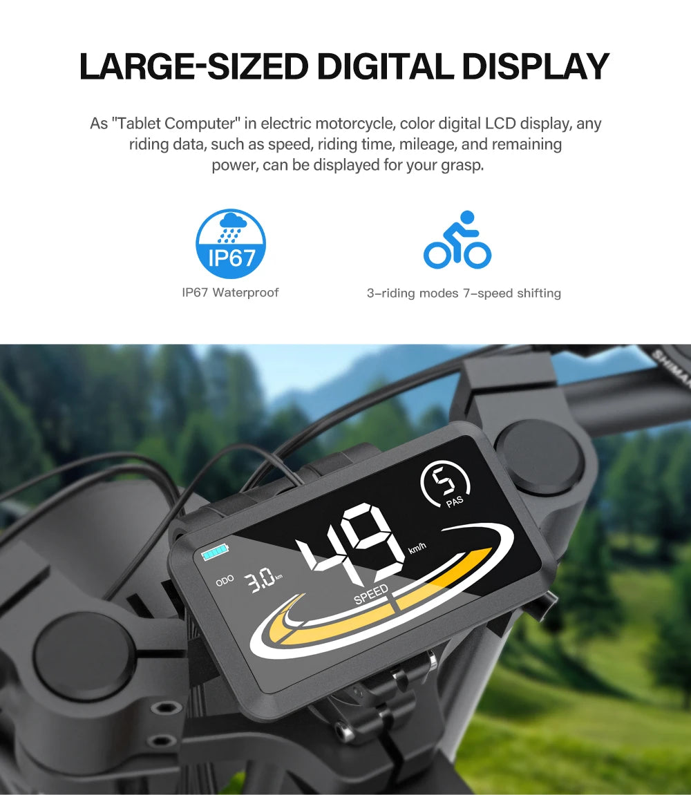 2000W Off-Road Electric Bike for Adults – 60V Fat Tire Mountain eBike with 20-Inch Wheels