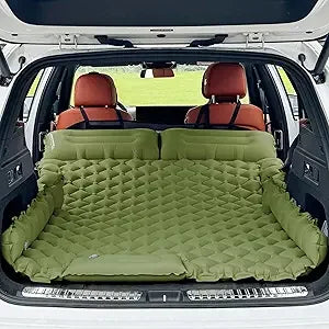 Inflatable Car Air Mattress with Pillow – Ultralight SUV Camping Bed with Built-In Foot Pump