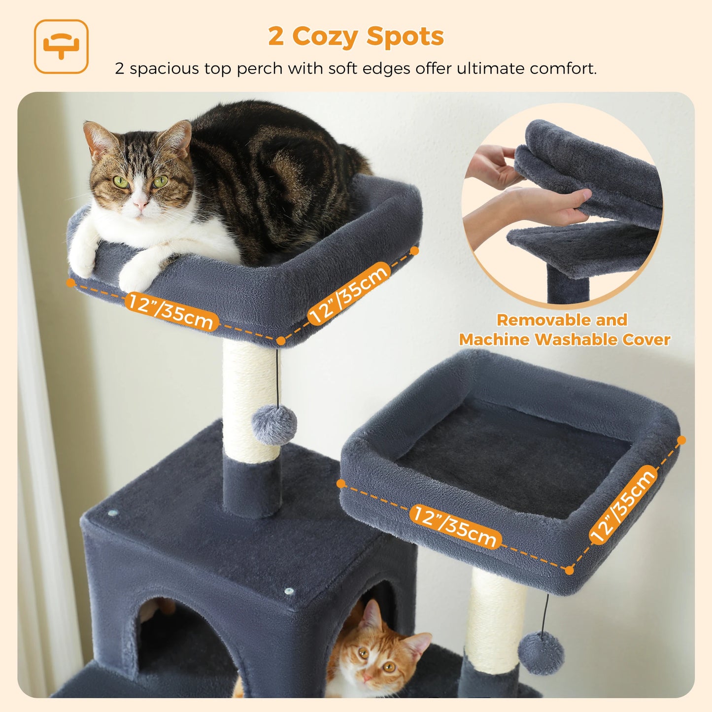 184cm Multi-Level Cat Tree Tower – Hammock, Padded Perches & Sisal Scratching Posts