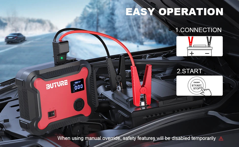 5-in-1 Portable Car Jump Starter & Power Bank – 26800mAh with Air Compressor & Digital Tire Inflator