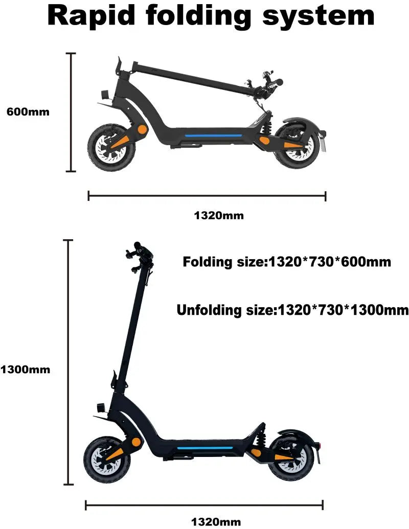 4400W Dual Motor Off-Road Electric Scooter – 11-Inch Tires, Hydraulic Suspension, Foldable Design (IPX5 Rated)