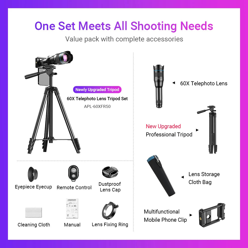 60X Mobile Telescope Lens