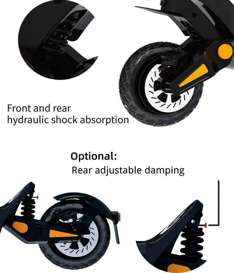 4400W Dual Motor Off-Road Electric Scooter – 11-Inch Tires, Hydraulic Suspension, Foldable Design (IPX5 Rated)