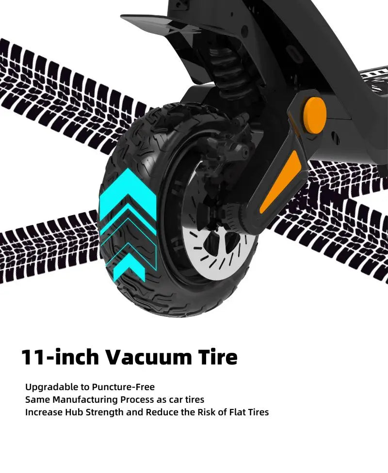 4400W Dual Motor Off-Road Electric Scooter – 11-Inch Tires, Hydraulic Suspension, Foldable Design (IPX5 Rated)