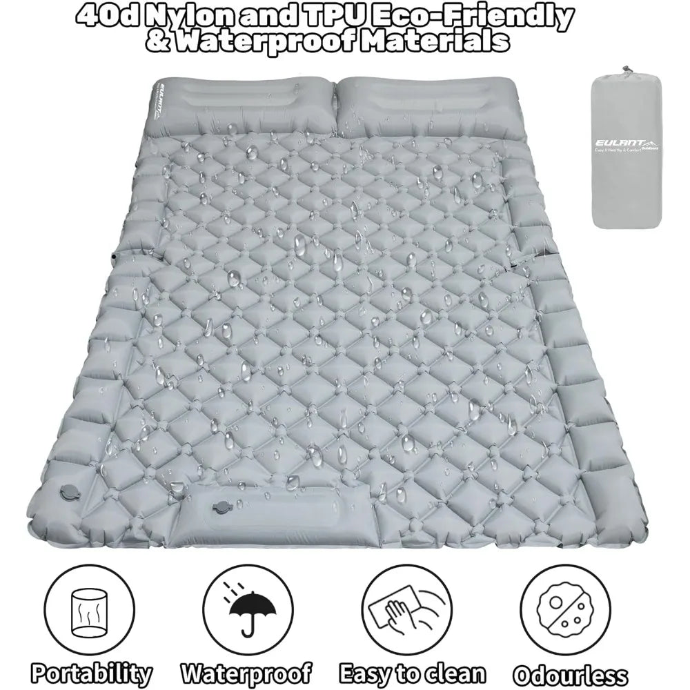 Inflatable Car Air Mattress with Pillow – Ultralight SUV Camping Bed with Built-In Foot Pump