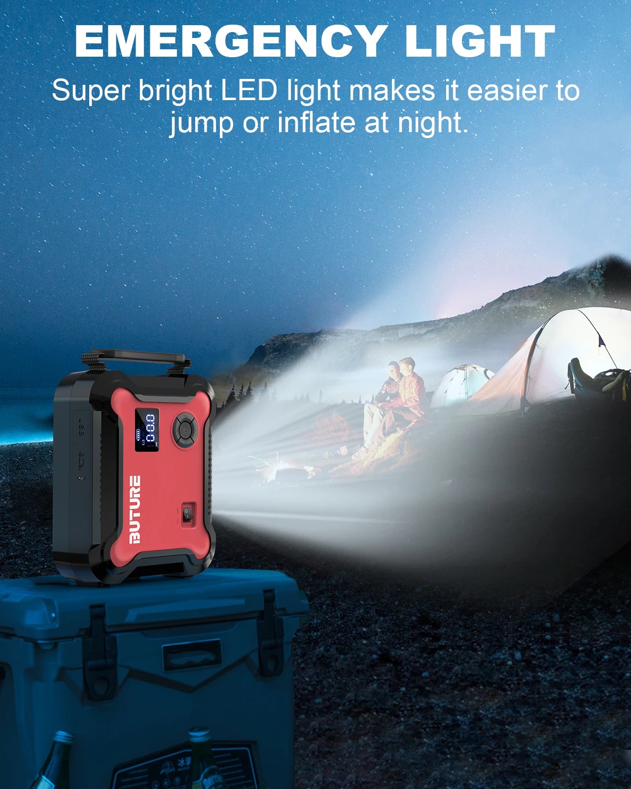 5-in-1 Portable Car Jump Starter & Power Bank – 26800mAh with Air Compressor & Digital Tire Inflator