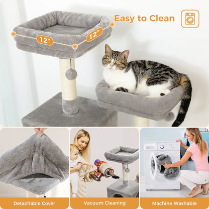 184cm Multi-Level Cat Tree Tower – Hammock, Padded Perches & Sisal Scratching Posts