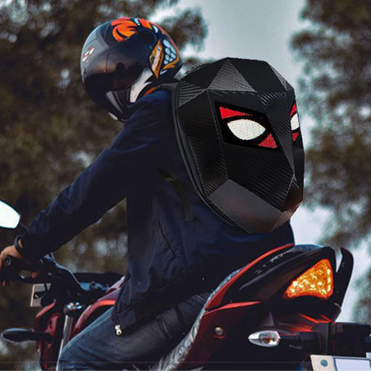 LED Display Motorcycle Backpack – Hard Shell, Large Capacity, App-Controlled Light Screen