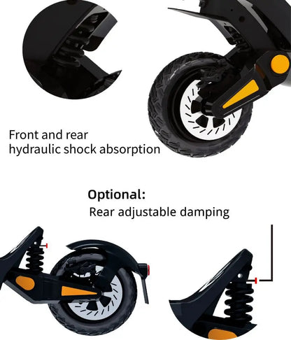 4400W Dual Motor Off-Road Electric Scooter – 11-Inch Tires, Hydraulic Suspension, Foldable Design (IPX5 Rated)