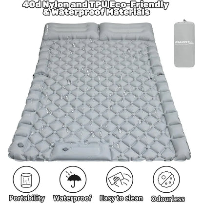 Inflatable Car Air Mattress with Pillow – Ultralight SUV Camping Bed with Built-In Foot Pump
