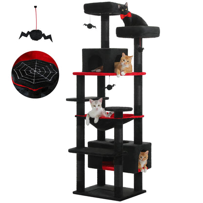 184cm Multi-Level Cat Tree Tower – Hammock, Padded Perches & Sisal Scratching Posts