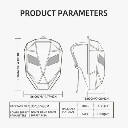 LED Display Motorcycle Backpack – Hard Shell, Large Capacity, App-Controlled Light Screen