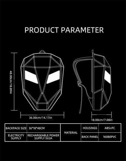 LED Display Motorcycle Backpack – Hard Shell, Large Capacity, App-Controlled Light Screen